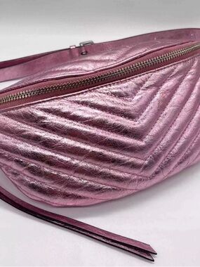 Rebecca Minkoff Learher Edie Sling Belt Bag / Metallic Pink